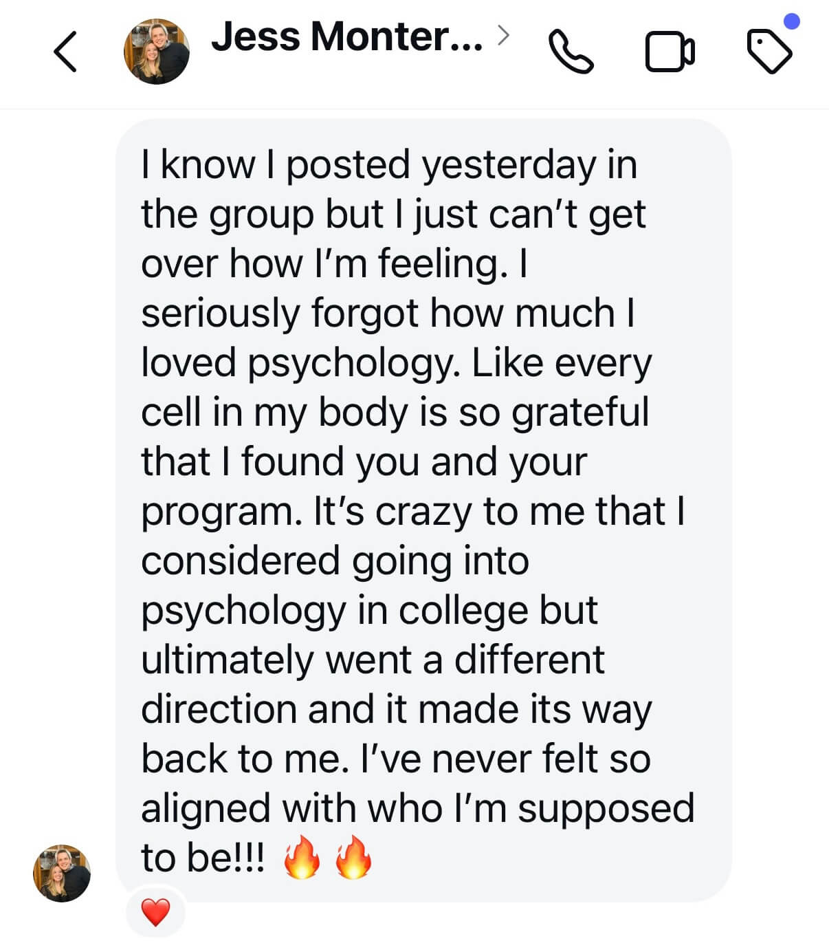 Jess M Testimonial